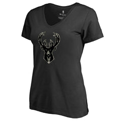 Milwaukee Bucks Women's Cloak Camo V-Neck T-Shirt On Sale