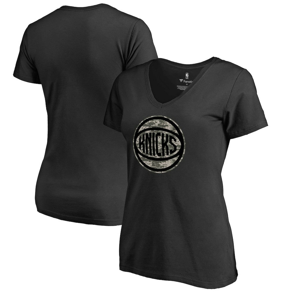 New York Knicks Women's Cloak Camo V-Neck T-Shirt On Sale