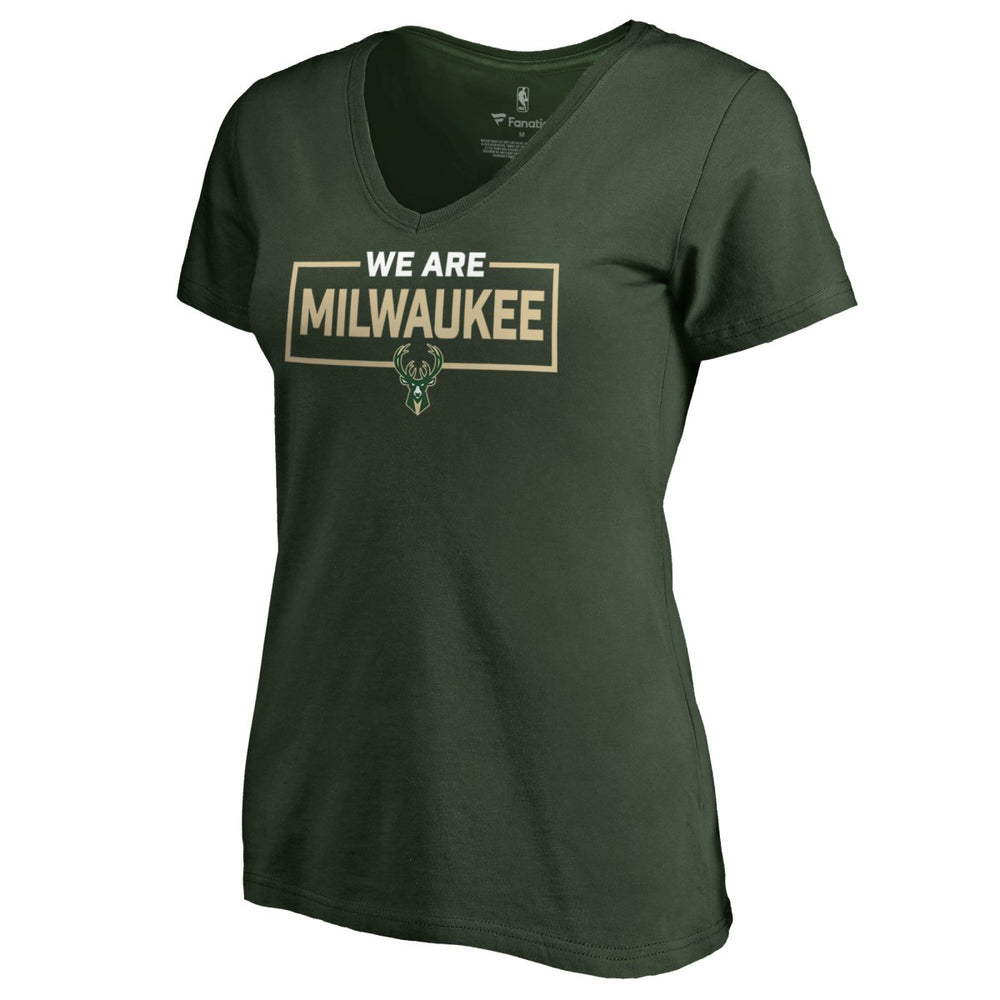 Milwaukee Bucks Women's We Are Iconic Collection V-Neck T-Shirt On Sale