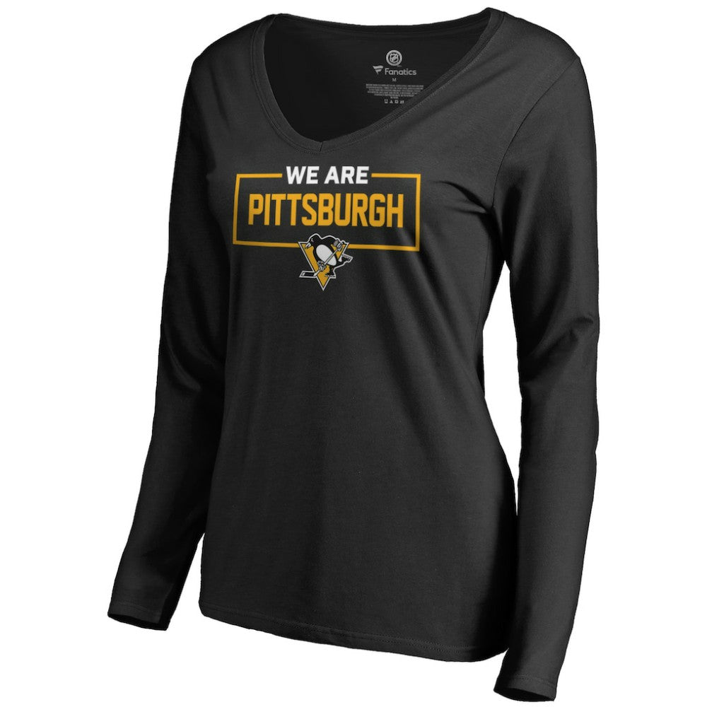 Pittsburgh Penguins Women's Iconic Collection We Are Long Sleeve V-Neck T-Shirt For Sale