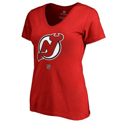 Nico Hischier New Jersey Devils Women's Authentic Stack Name & Number V-Neck T-Shirt Discount