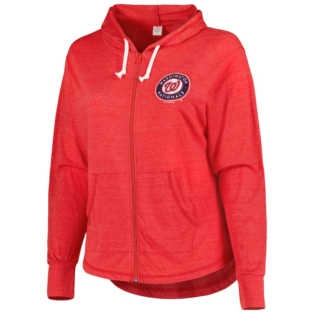 Washington Nationals Soft as a Grape Women's Plus Size Full-Zip Lightweight Hoodie Top | MLB Near me