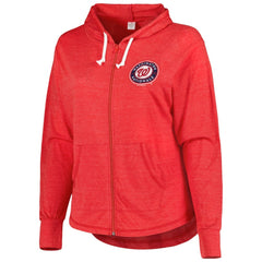 Washington Nationals Soft as a Grape Women's Plus Size Full-Zip Lightweight Hoodie Top | MLB Near me