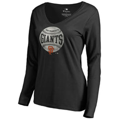 San Francisco Giants Women's Cooperstown Collection Slider Long Sleeve V-Neck T-Shirt | MLB Outlet