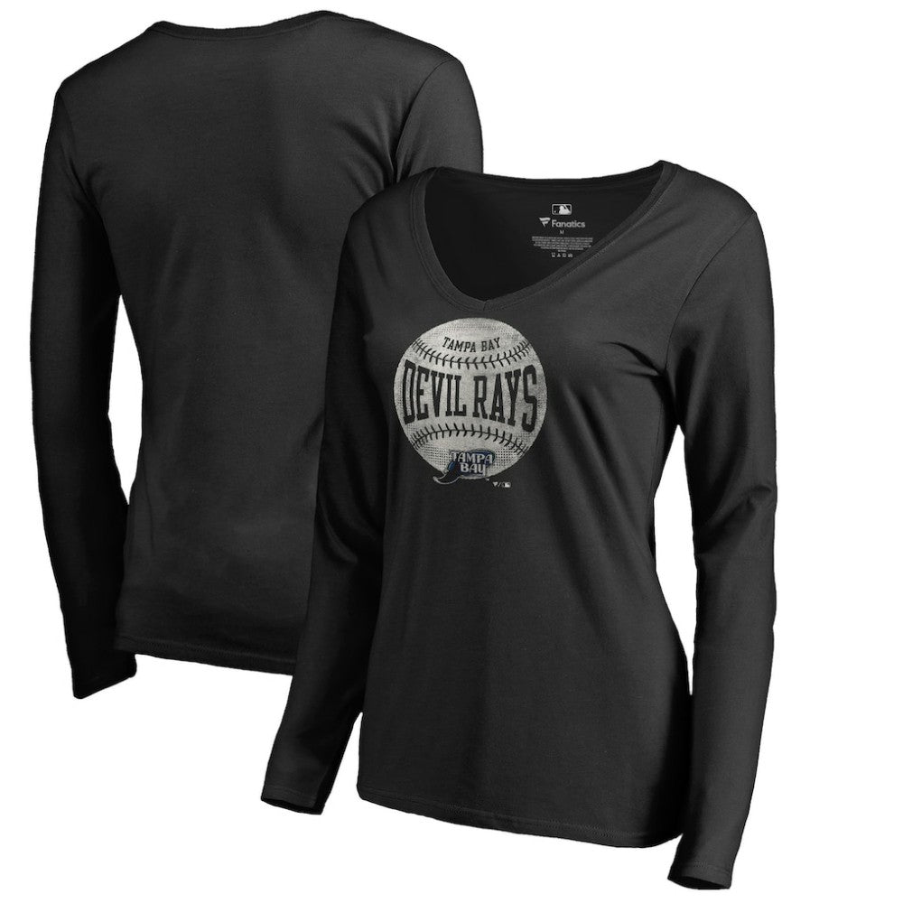 Tampa Bay Rays Women's Cooperstown Collection Slider Long Sleeve V-Neck T-Shirt | MLB On Sale