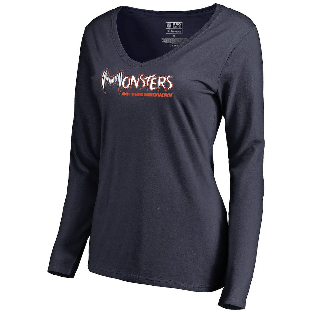 Chicago Bears  Women's Monsters Long Sleeve V-Neck T-Shirt