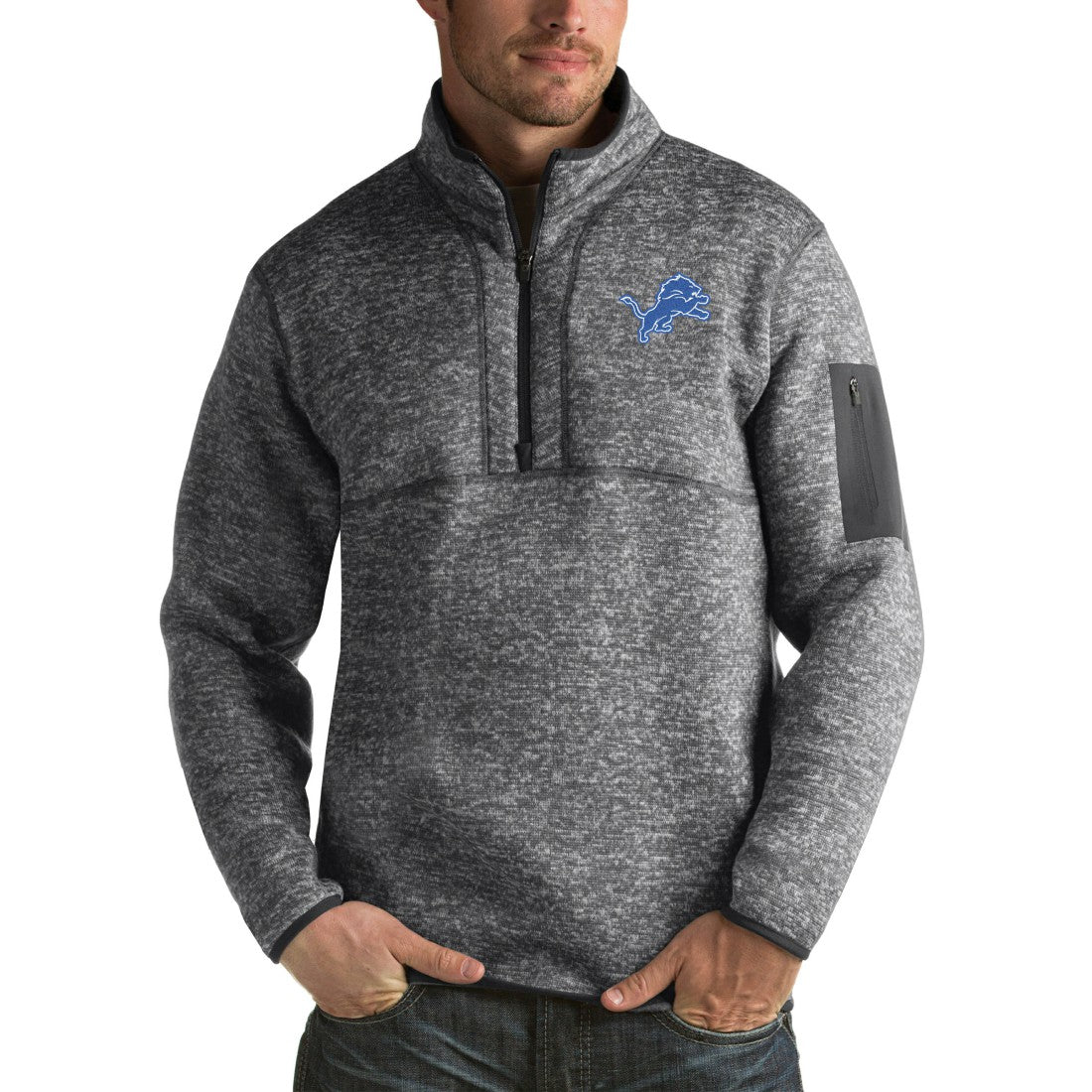 Detroit Lions  Antigua Fortune Big & Tall Quarter-Zip Pullover Jacket