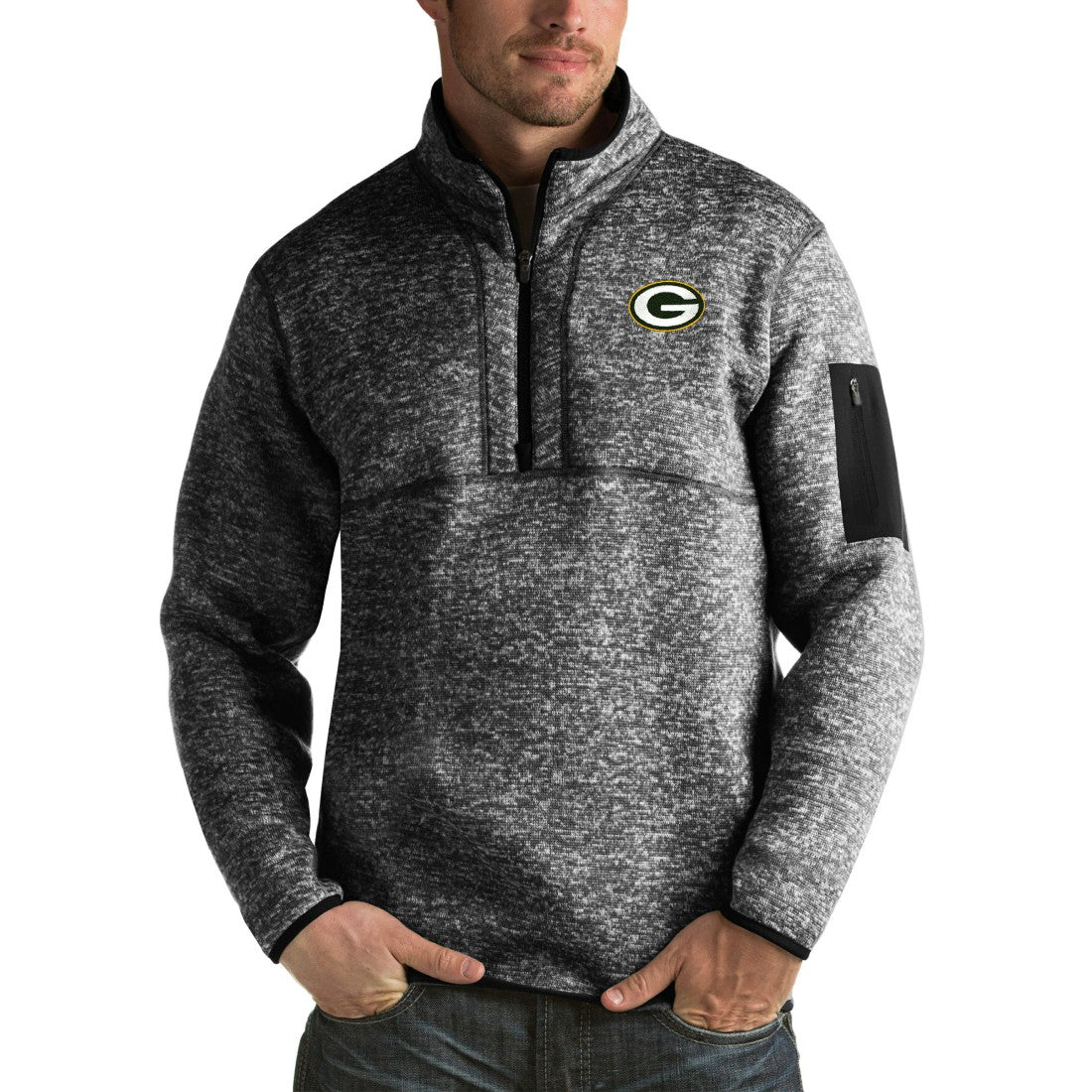 Green Bay Packers  Antigua Fortune Big & Tall Quarter-Zip Pullover Jacket