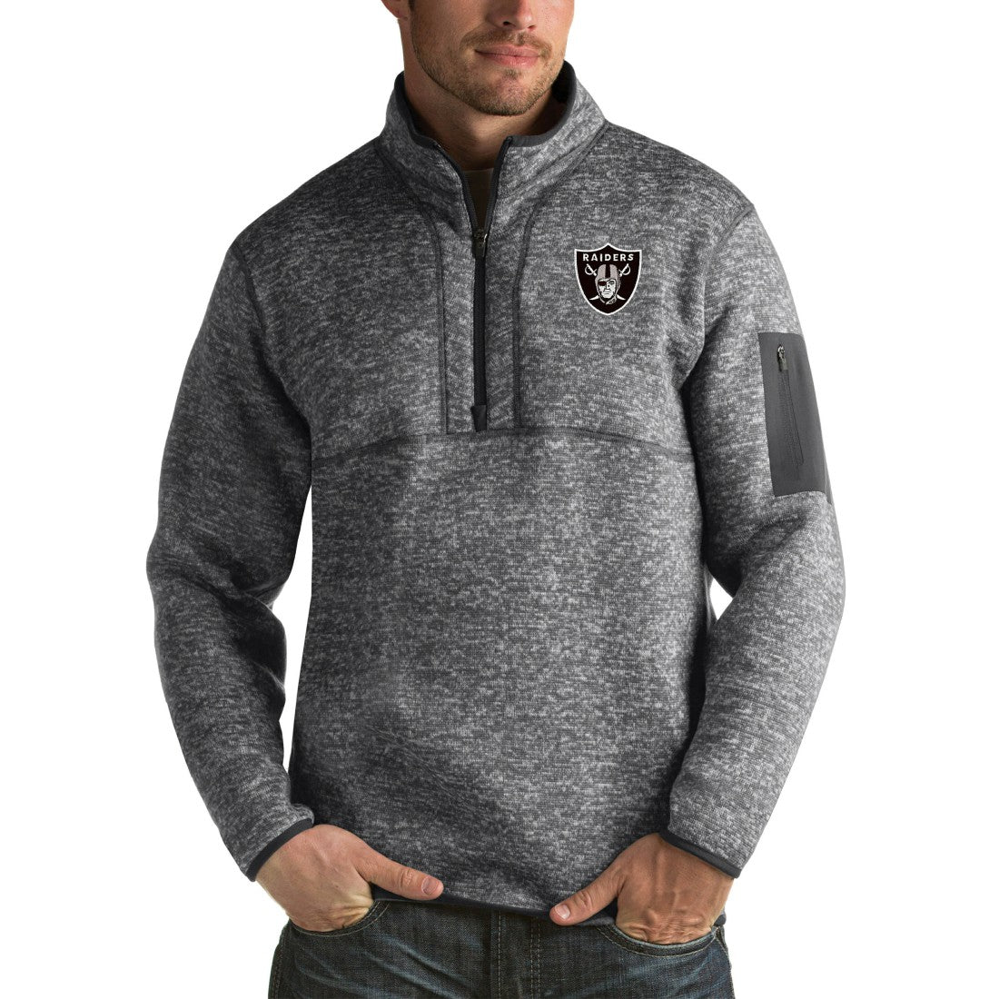 Las Vegas Raiders  Antigua Fortune Big & Tall Quarter-Zip Pullover Jacket