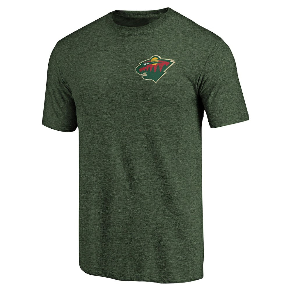 Minnesota Wild Primary Logo Left Chest Distressed Tri-Blend T-Shirt For Sale