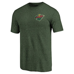 Minnesota Wild Primary Logo Left Chest Distressed Tri-Blend T-Shirt For Sale