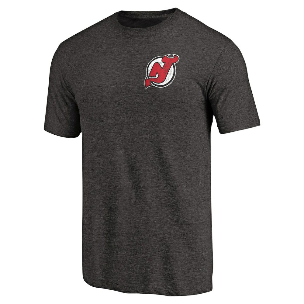 New Jersey Devils Primary Logo Left Chest Distressed Tri-Blend T-Shirt Online