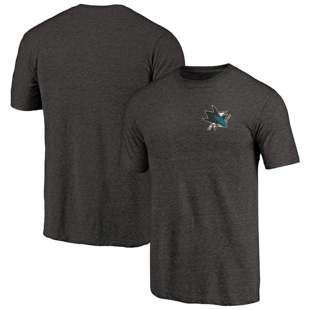 San Jose Sharks Primary Logo Left Chest Distressed Tri-Blend T-Shirt Discount