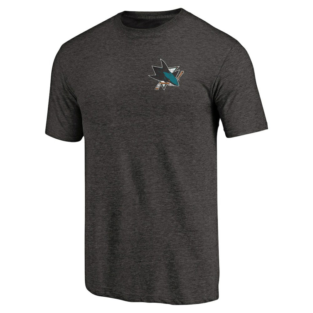 San Jose Sharks Primary Logo Left Chest Distressed Tri-Blend T-Shirt Discount