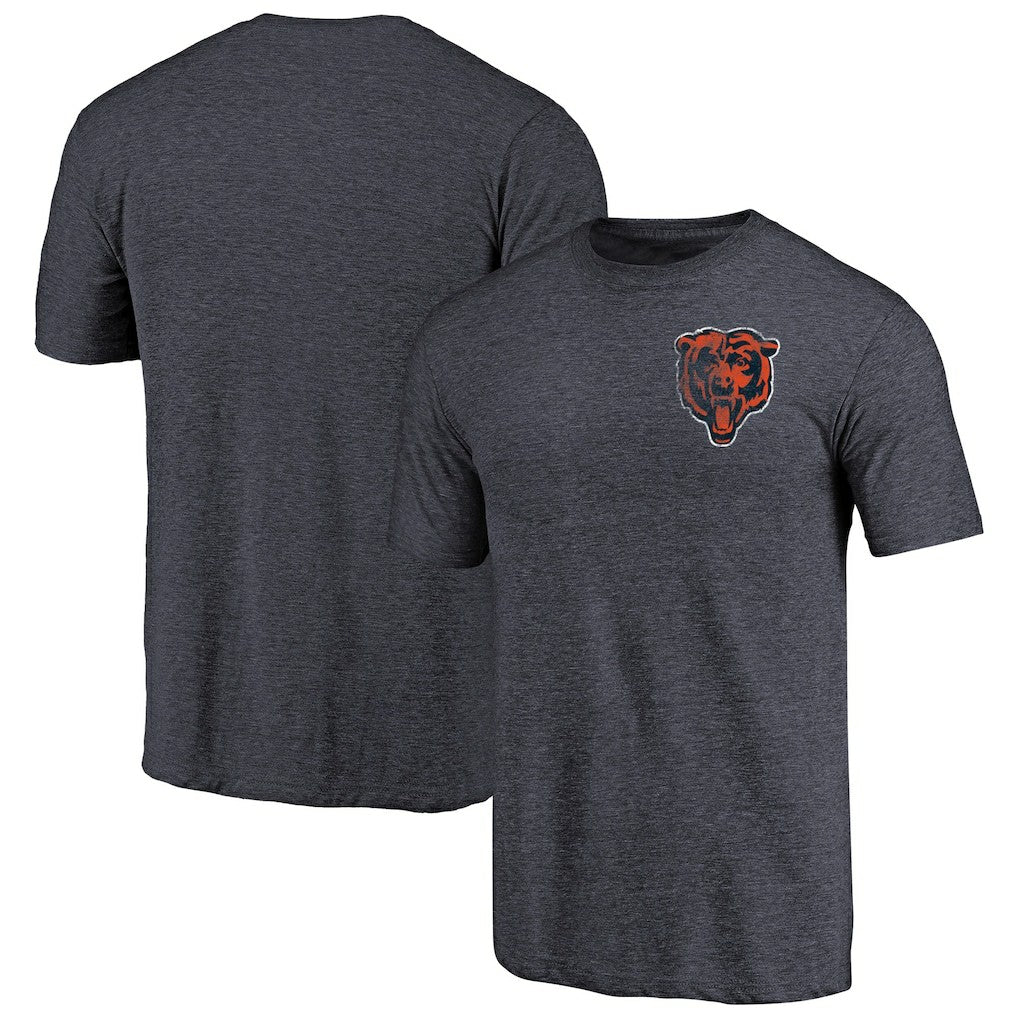 Chicago Bears  Primary Logo Left Chest Distressed Tri-Blend T-Shirt