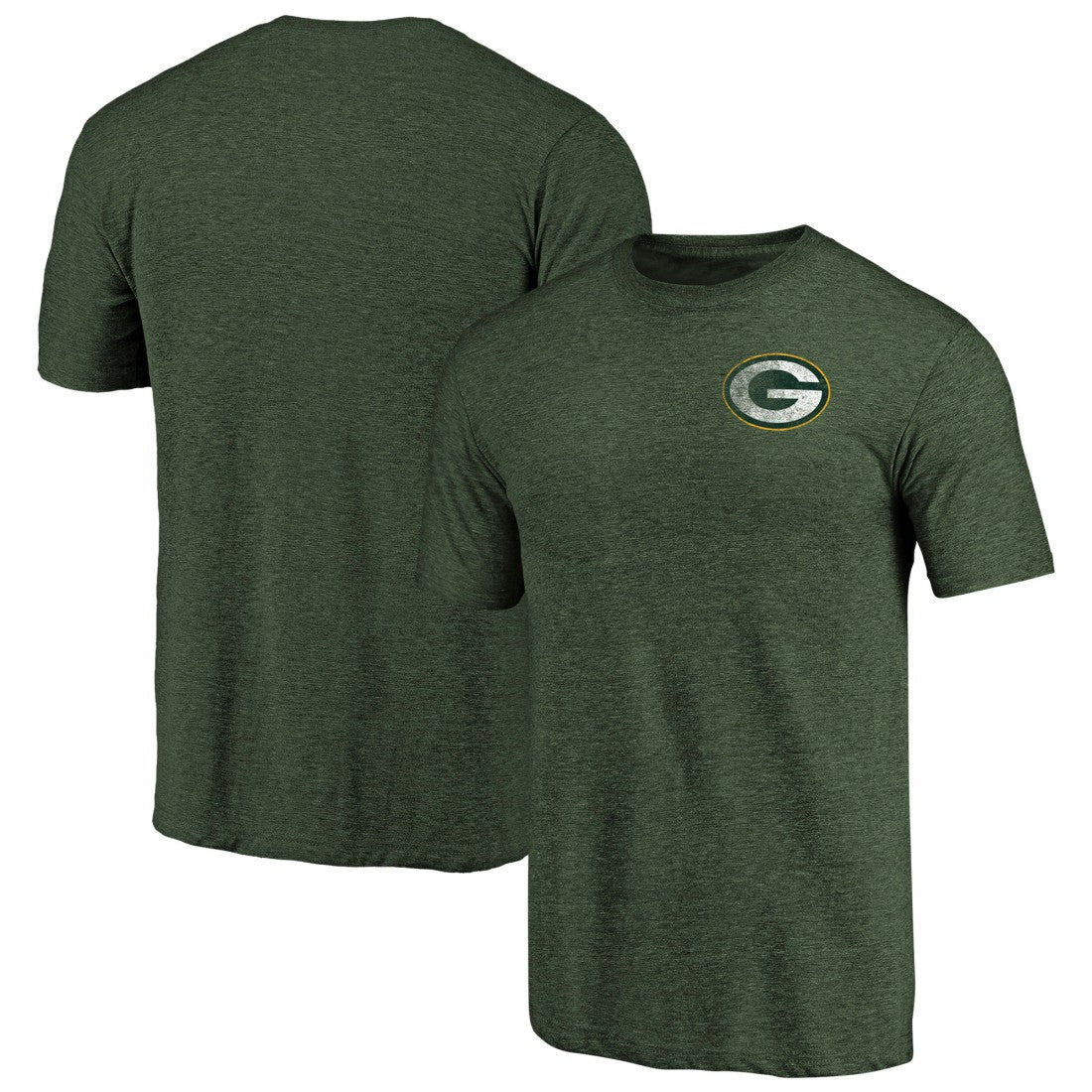 Green Bay Packers  Primary Logo Left Chest Distressed Tri-Blend T-Shirt