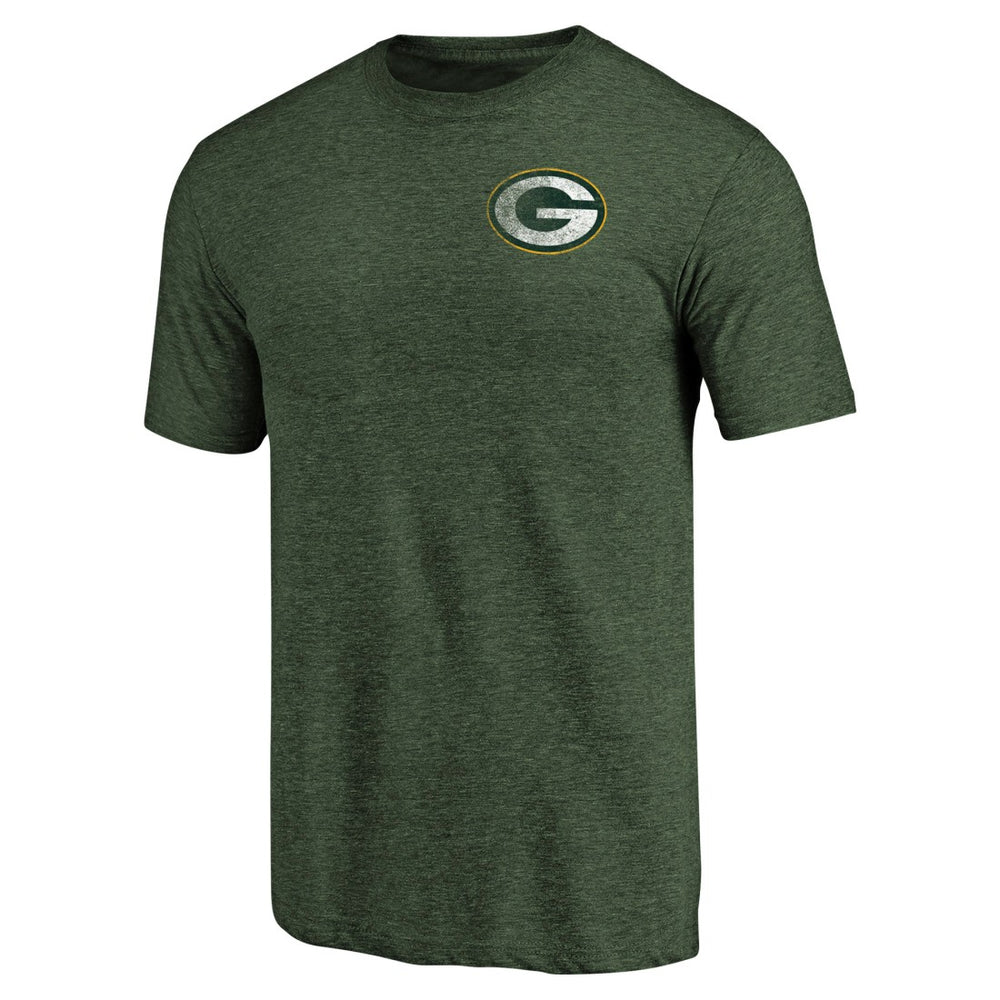 Green Bay Packers  Primary Logo Left Chest Distressed Tri-Blend T-Shirt
