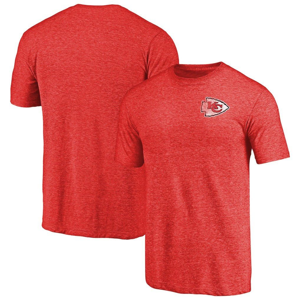 Kansas City Chiefs  Primary Logo Left Chest Distressed Tri-Blend T-Shirt