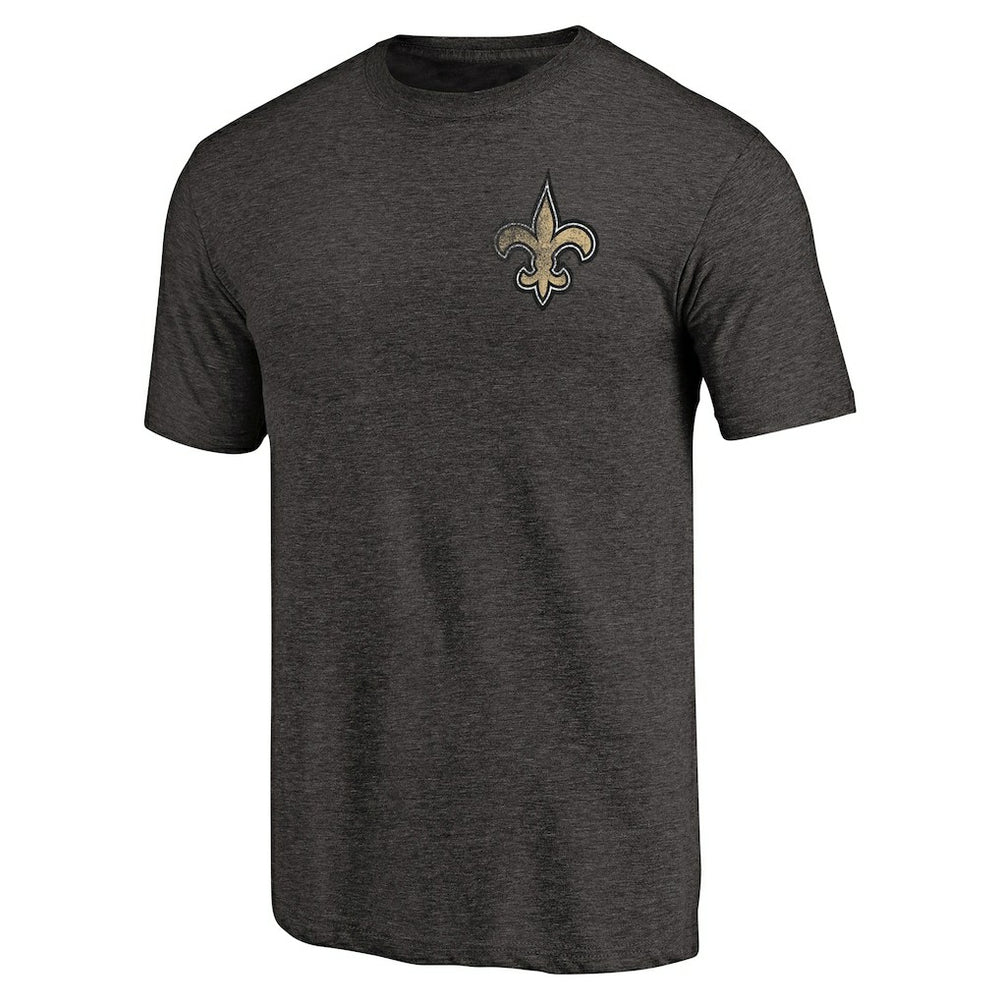 New Orleans Saints  Primary Logo Left Chest Distressed Tri-Blend T-Shirt