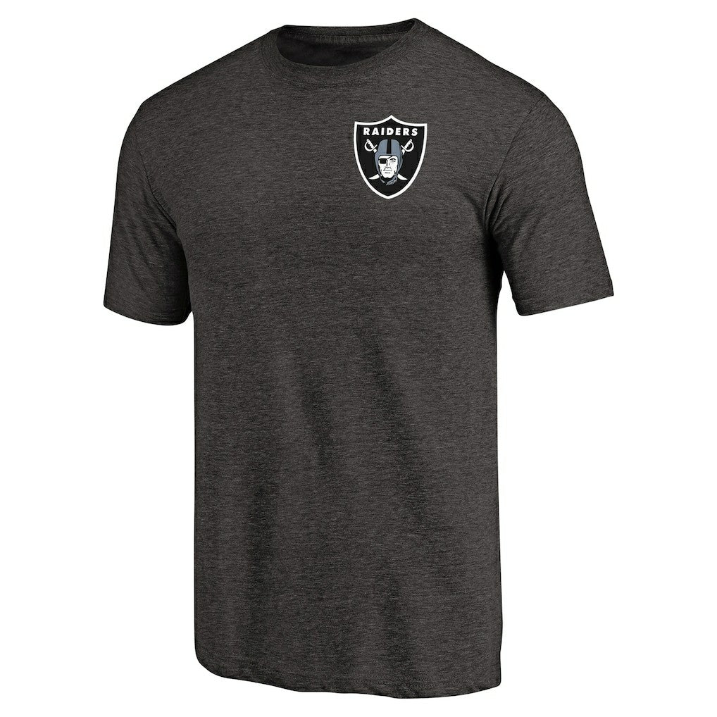 Las Vegas Raiders  Primary Logo Left Chest Distressed Tri-Blend T-Shirt