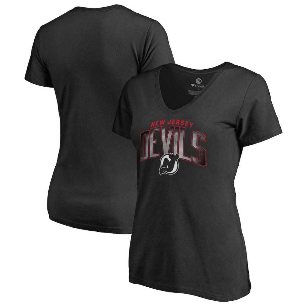 New Jersey Devils Women's Arch Smoke V-Neck T-Shirt For Sale