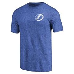 Tampa Bay Lightning Primary Logo Left Chest Distressed Tri-Blend T-Shirt On Sale