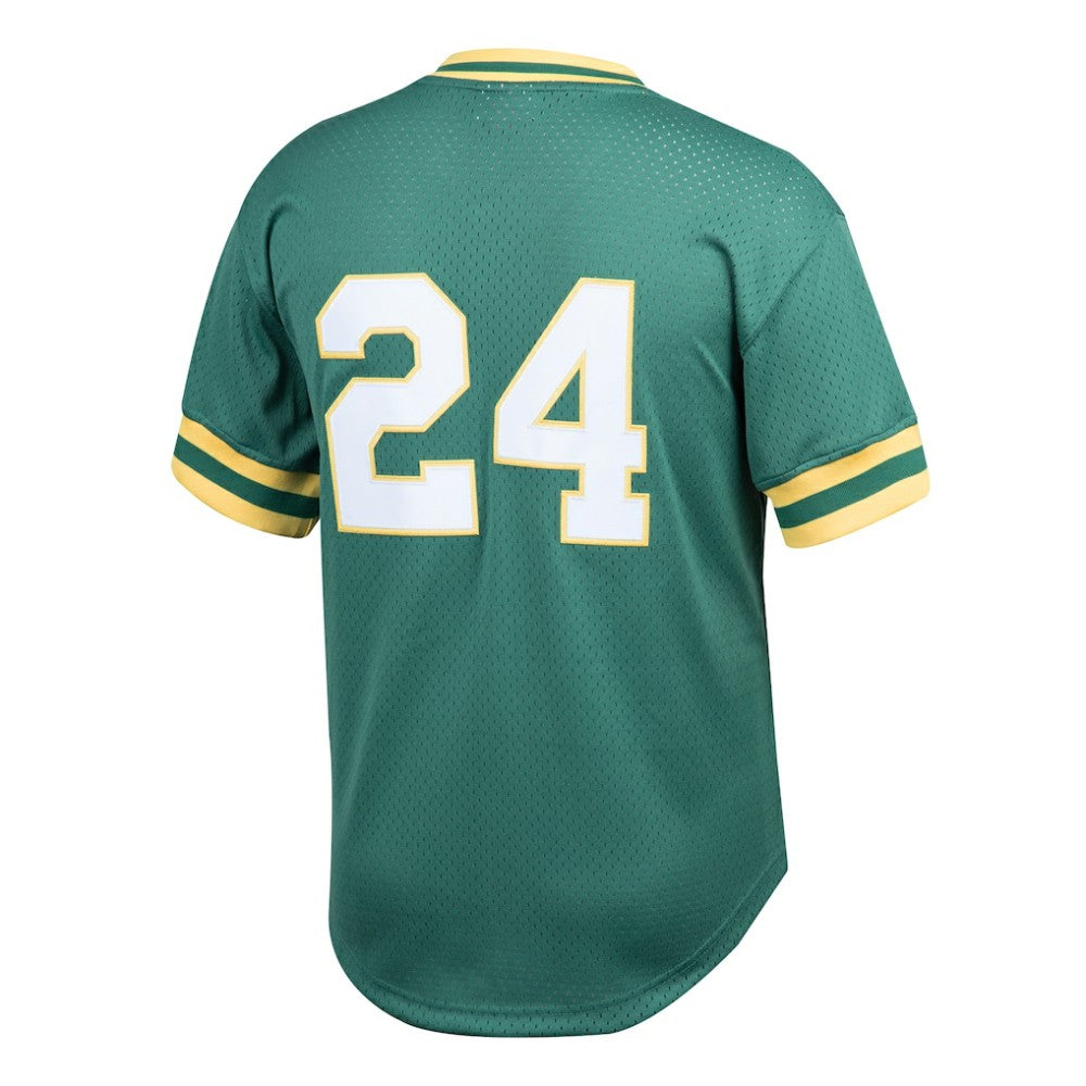 Rickey Henderson Athletics Mitchell & Ness Youth Cooperstown Collection Mesh Batting Practice Jersey | MLB For sale