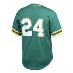 Rickey Henderson Athletics Mitchell & Ness Youth Cooperstown Collection Mesh Batting Practice Jersey | MLB For sale