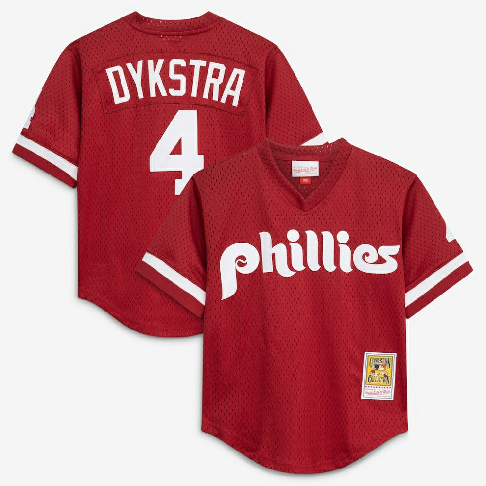 Lenny Dykstra Philadelphia Phillies Mitchell & Ness Youth Cooperstown Collection Mesh Batting Practice Jersey | MLB New