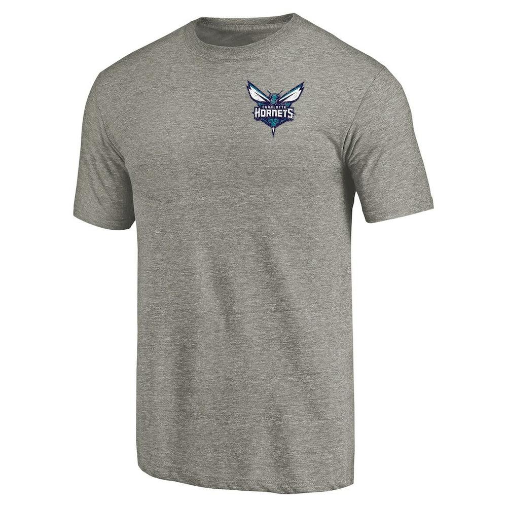 Charlotte Hornets Primary Logo Left Chest Distressed Tri-Blend T-Shirt On Sale