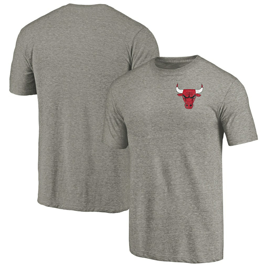 Chicago Bulls Primary Logo Left Chest Distressed Tri-Blend T-Shirt sale Online