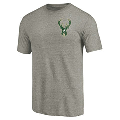 Milwaukee Bucks Primary Logo Left Chest Distressed Tri-Blend T-Shirt On Sale