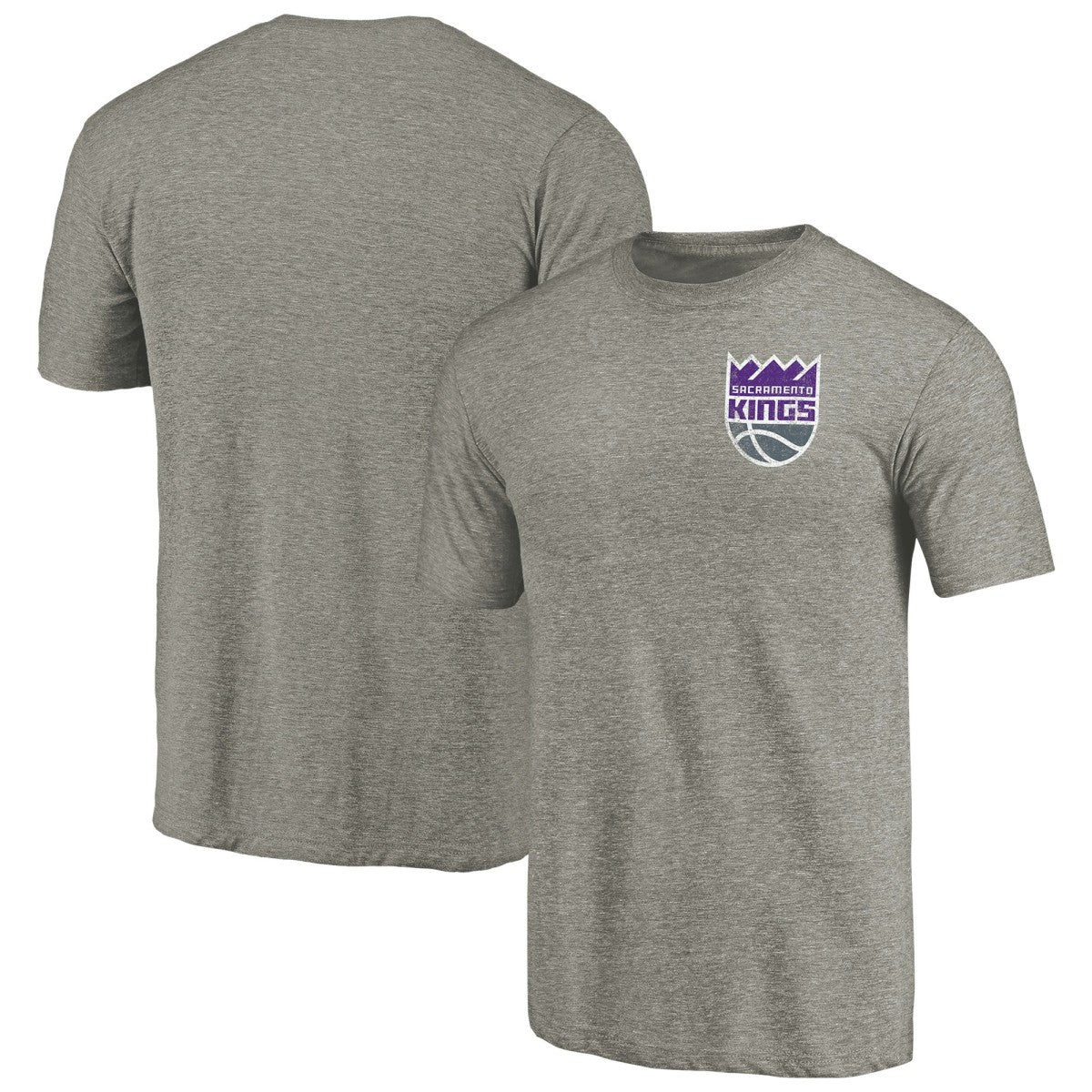 Sacramento Kings Primary Logo Left Chest Distressed Tri-Blend T-Shirt New