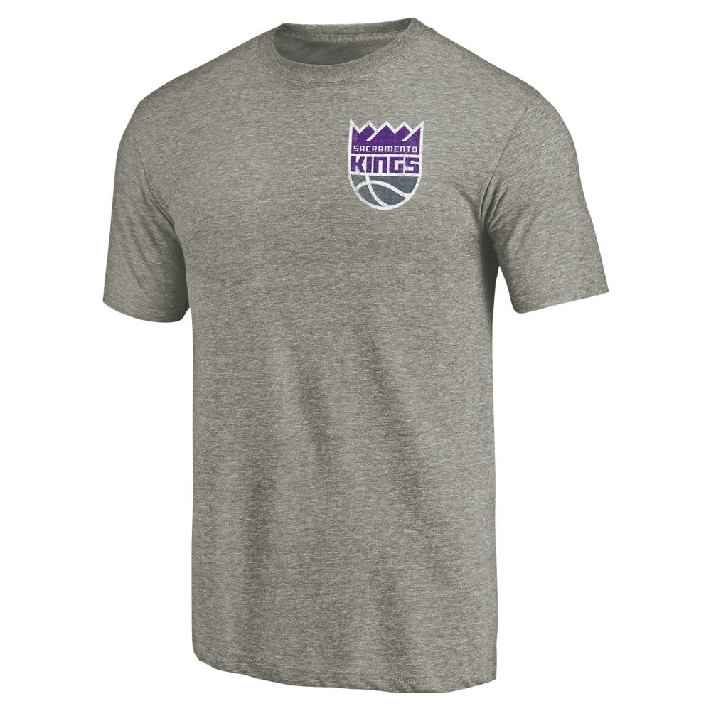 Sacramento Kings Primary Logo Left Chest Distressed Tri-Blend T-Shirt New