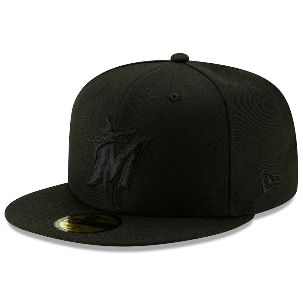 Miami Marlins New Era 2019 Black-on-Black 59FIFTY Fitted Hat | MLB For sale