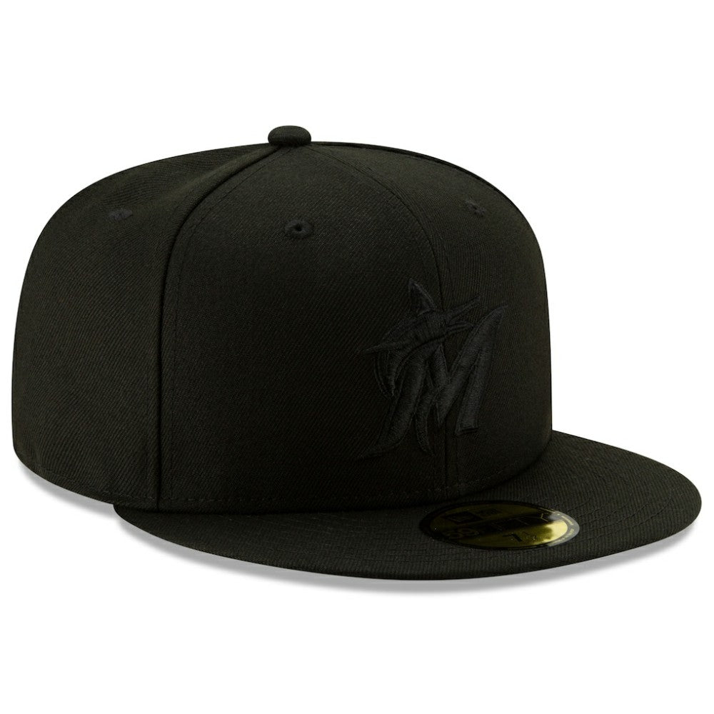 Miami Marlins New Era 2019 Black-on-Black 59FIFTY Fitted Hat | MLB For sale