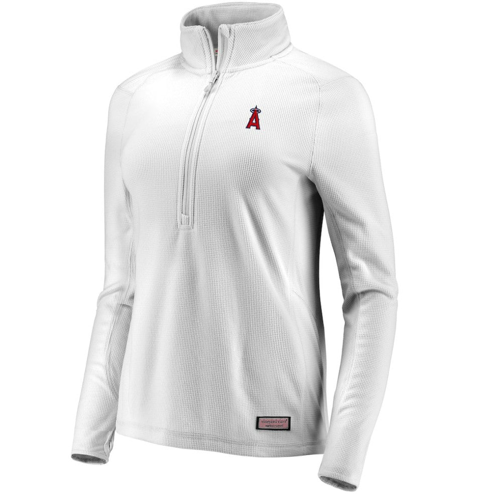 Los Angeles Angels Vineyard Vines Women's Performance Grid Half-Zip Pullover Top | MLB New
