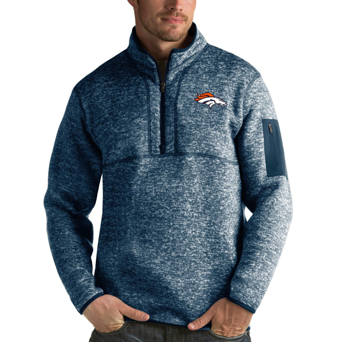 Denver Broncos  Antigua Fortune Quarter-Zip Pullover Jacket