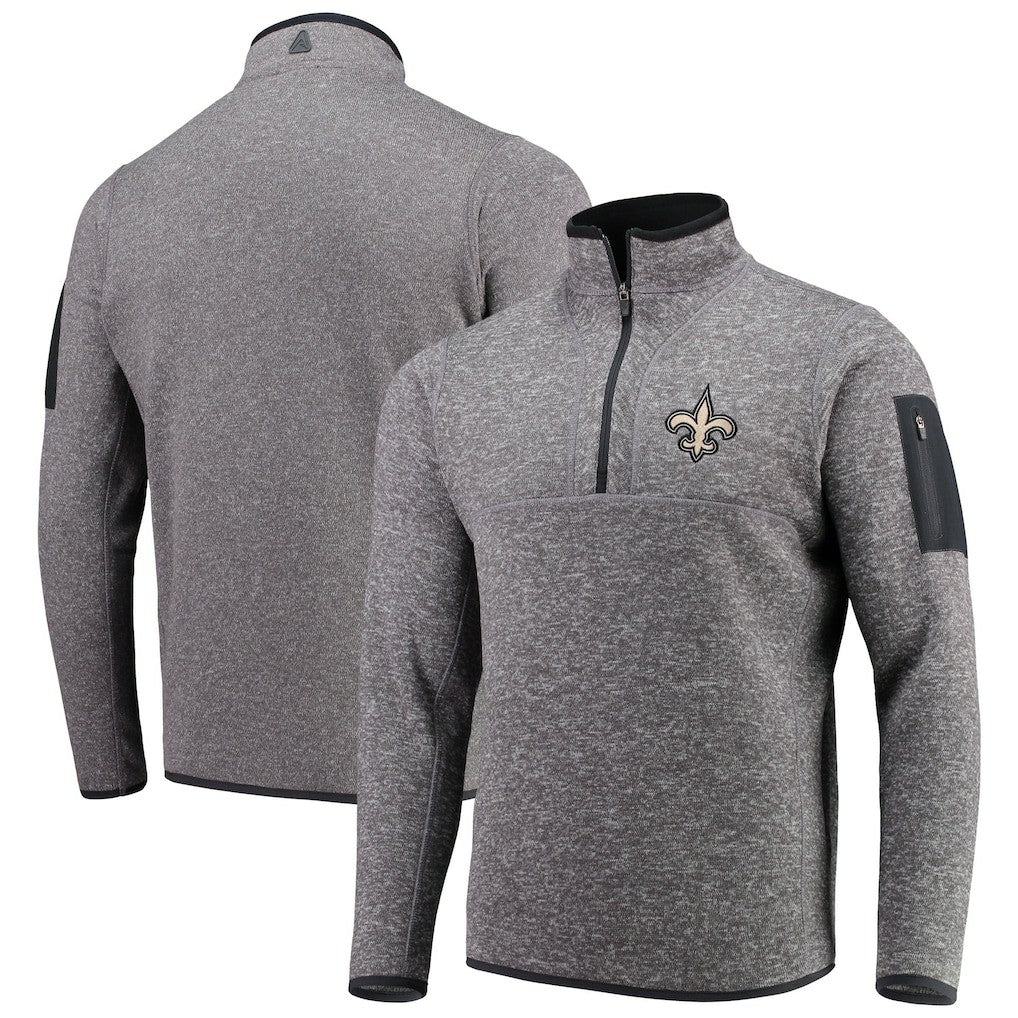 New Orleans Saints  Antigua Fortune Quarter-Zip Pullover Jacket