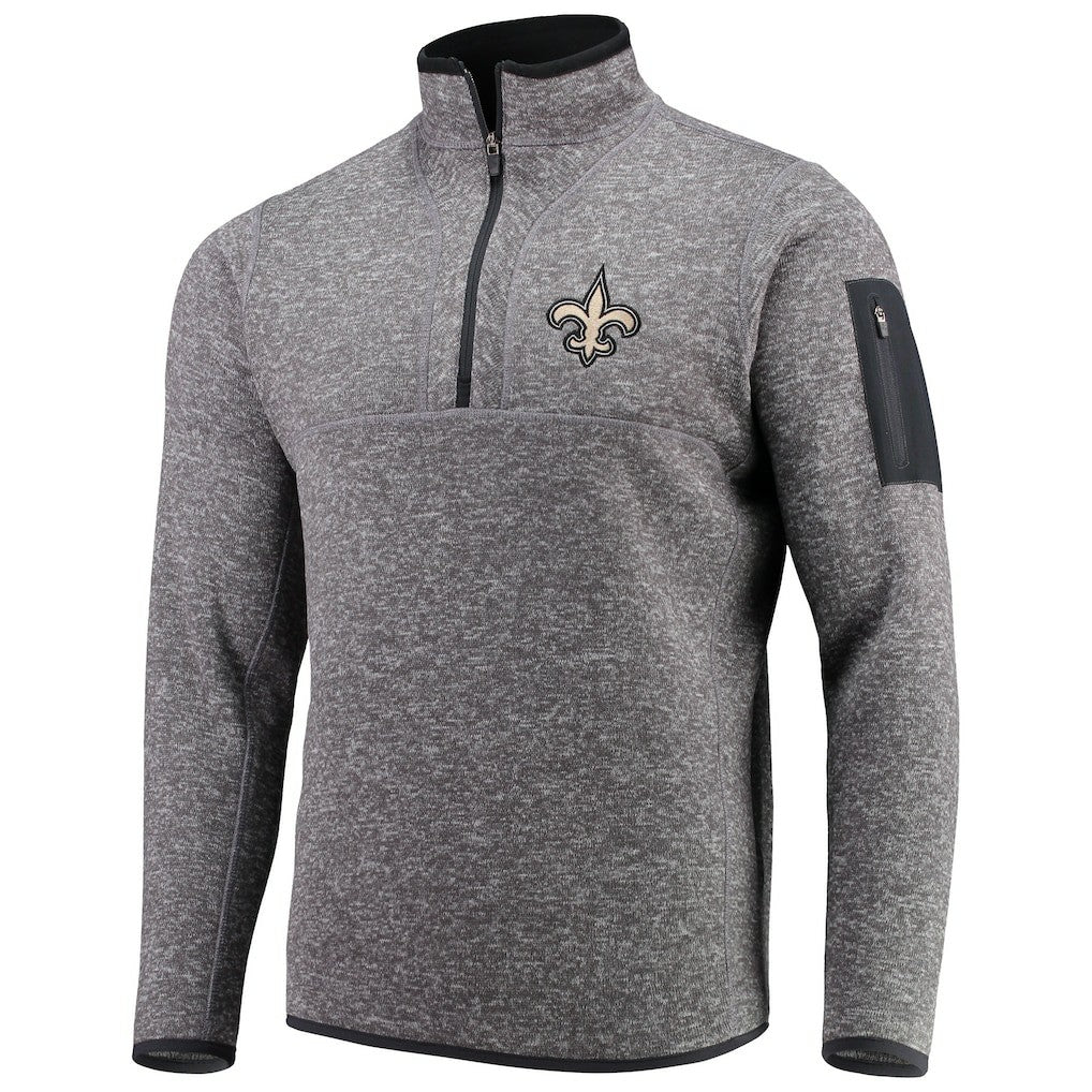 New Orleans Saints  Antigua Fortune Quarter-Zip Pullover Jacket