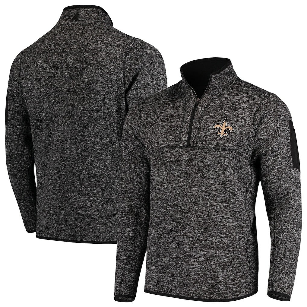New Orleans Saints  Antigua Fortune Quarter-Zip Pullover Jacket