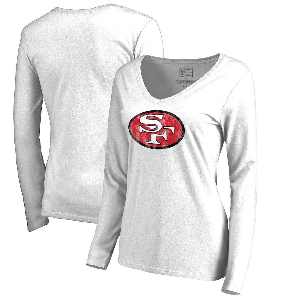 San Francisco 49ers  Women's Throwback Logo Long Sleeve V-Neck T-Shirt