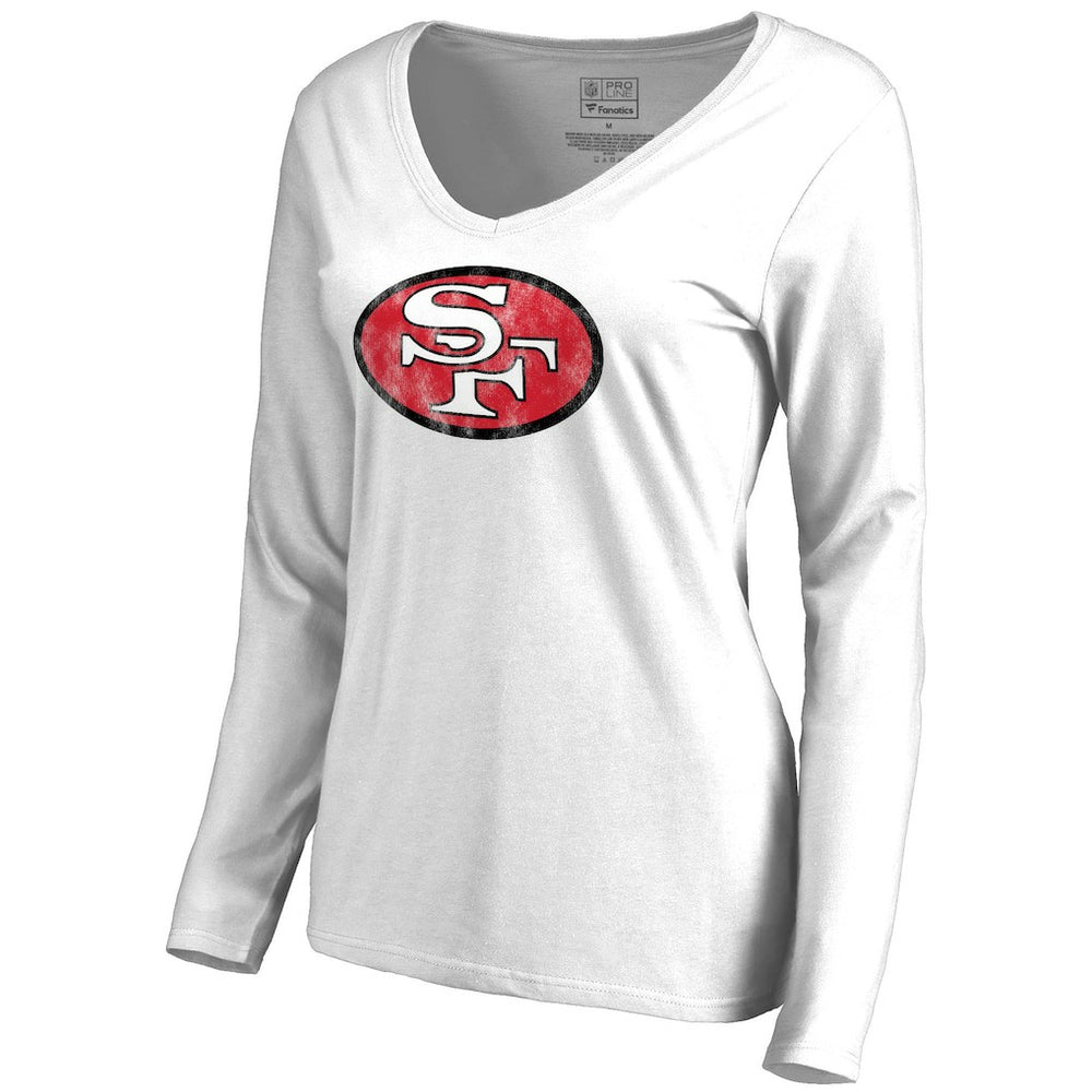 San Francisco 49ers  Women's Throwback Logo Long Sleeve V-Neck T-Shirt