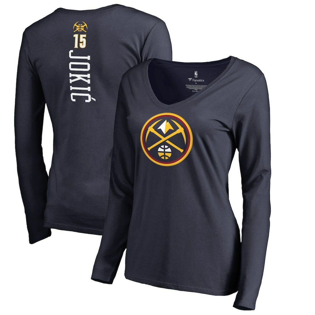 Nikola Jokic Denver Nuggets Women's Team Backer Name & Number Long Sleeve V-Neck T-Shirt sale Discount