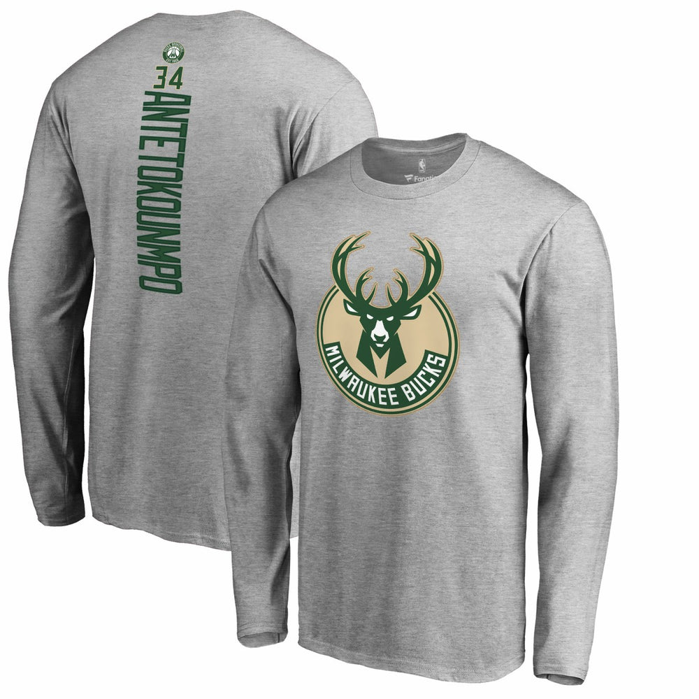 Giannis Antetokounmpo Milwaukee Bucks Team Backer Name & Number Long Sleeve T-Shirt Online