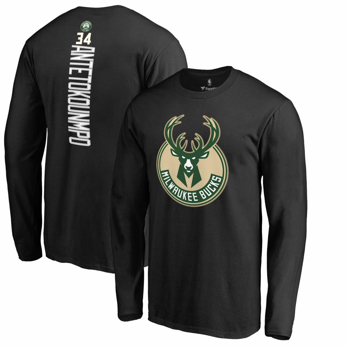 Giannis Antetokounmpo Milwaukee Bucks Team Backer Name & Number Long Sleeve T-Shirt For Sale