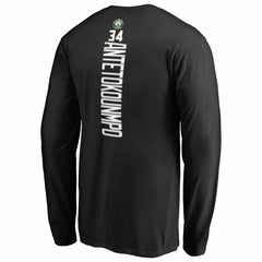 Giannis Antetokounmpo Milwaukee Bucks Team Backer Name & Number Long Sleeve T-Shirt For Sale