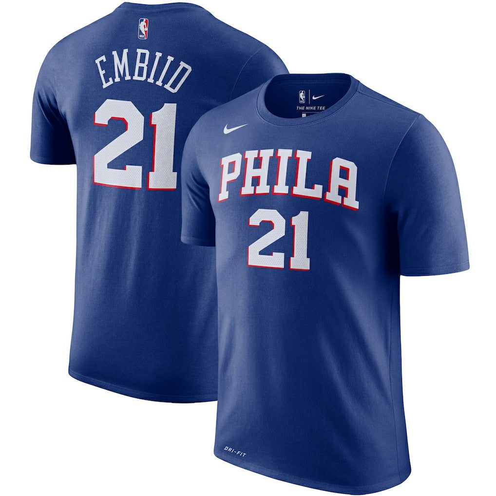 Joel Embiid Philadelphia 76ers Player Name & Number Performance T-Shirt Online