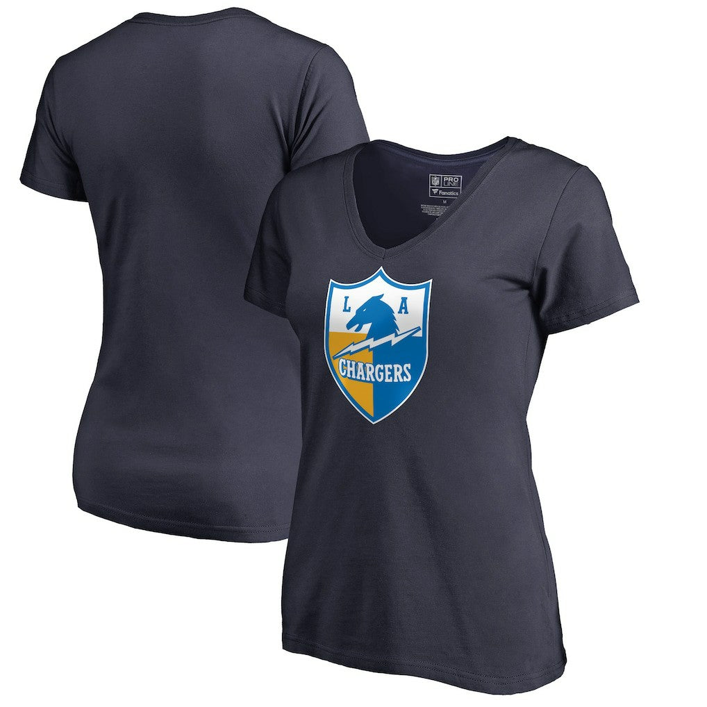 Los Angeles Chargers  Women's Retro Shield Logo V-Neck T-Shirt