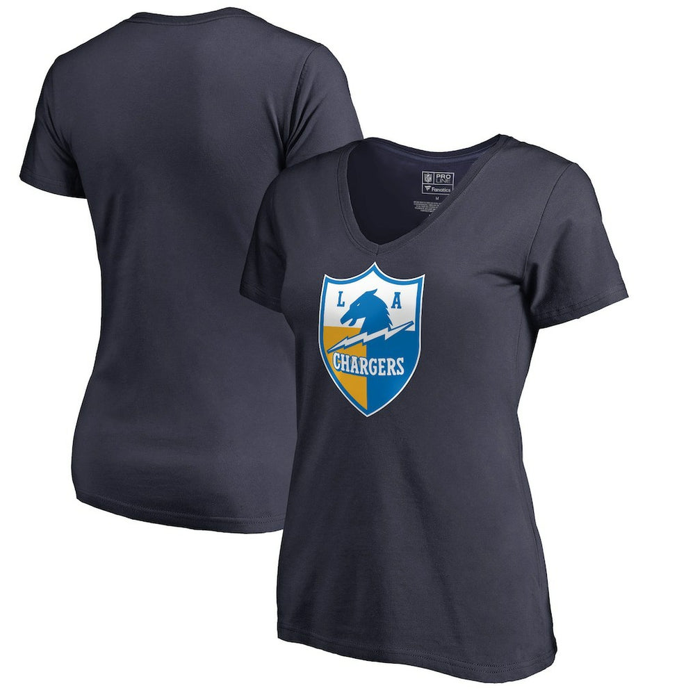 Los Angeles Chargers  Women's Retro Shield Logo V-Neck T-Shirt